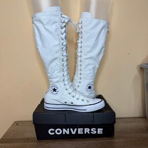 white Converse Chuck Taylor All Star XX-Hi sneakers boots size 8 knee high shoes